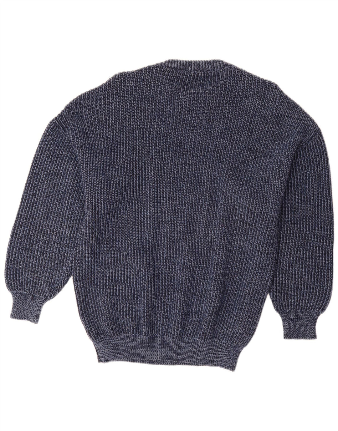 VINTAGE Mens Crew Neck Jumper Sweater IT 50 Medium Blue Striped Wool