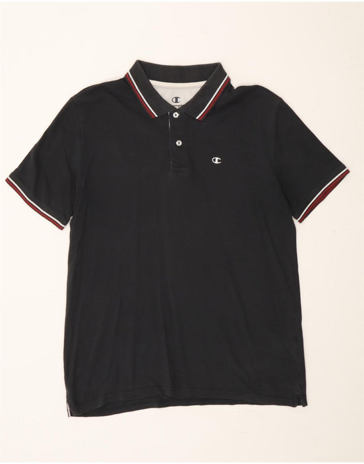 CHAMPION Mens Polo Shirt Medium Black Cotton Vintage Champion and Second-Hand Champion from Messina Hembry 