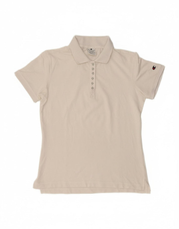 CHAMPION Womens Polo Shirt UK 12 Medium White