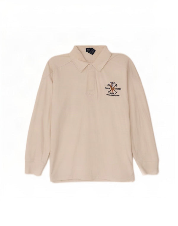 Ralph Lauren Boys Long Sleeve Rugby Polo Shirt 15-16 Years Large White