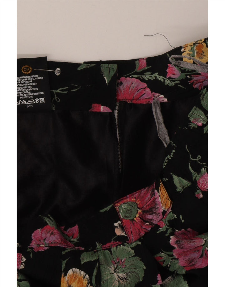 Gonna a pieghe da donna C&A W30 viscosa floreale nera media