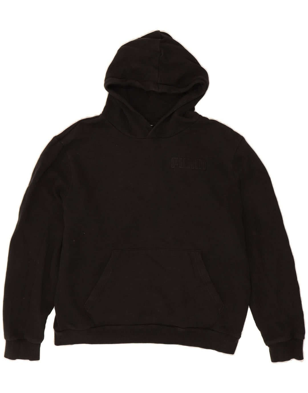 PUMA Mens Graphic Hoodie Jumper Medium Black Vintage Puma and Second-Hand Puma from Messina Hembry 