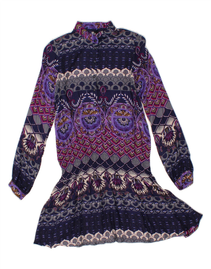 BENETTON Womens Abstract Pattern Drop Waist Dress UK 8 Small Multicoloured Vintage Benetton and Second-Hand Benetton from Messina Hembry 