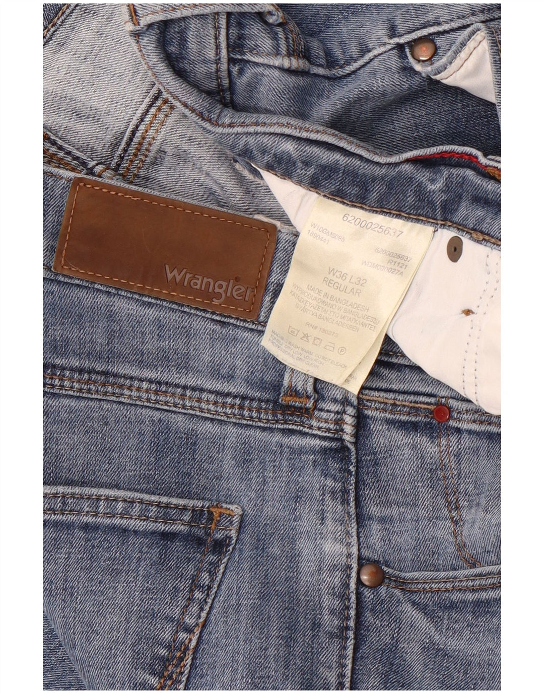 Wrangler Mens Regular Slim Jeans W36 L32 Blue Cotton