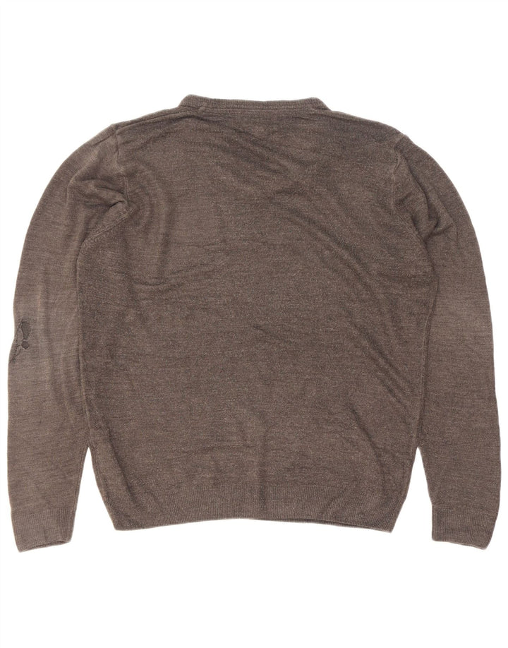 Marks & Spencer Mens V-Neck Jumper Sweater Medium Grey Acrylic
