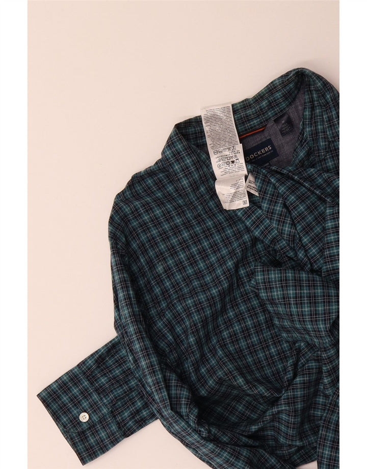 DOCKERS Mens Standard Fit Shirt Medium Blue Check Cotton Vintage Dockers and Second-Hand Dockers from Messina Hembry 
