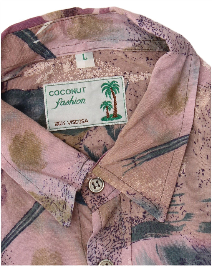 Camicia a maniche corte da uomo Coconut Large in viscosa patchwork multicolore