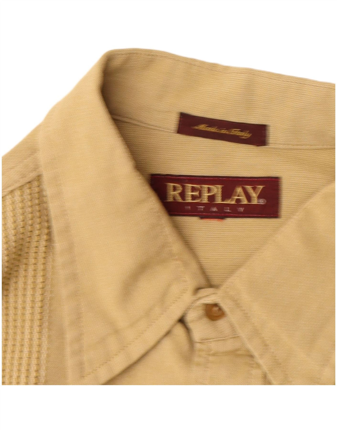 Replay Mens Shirt Large Yellow Cotton