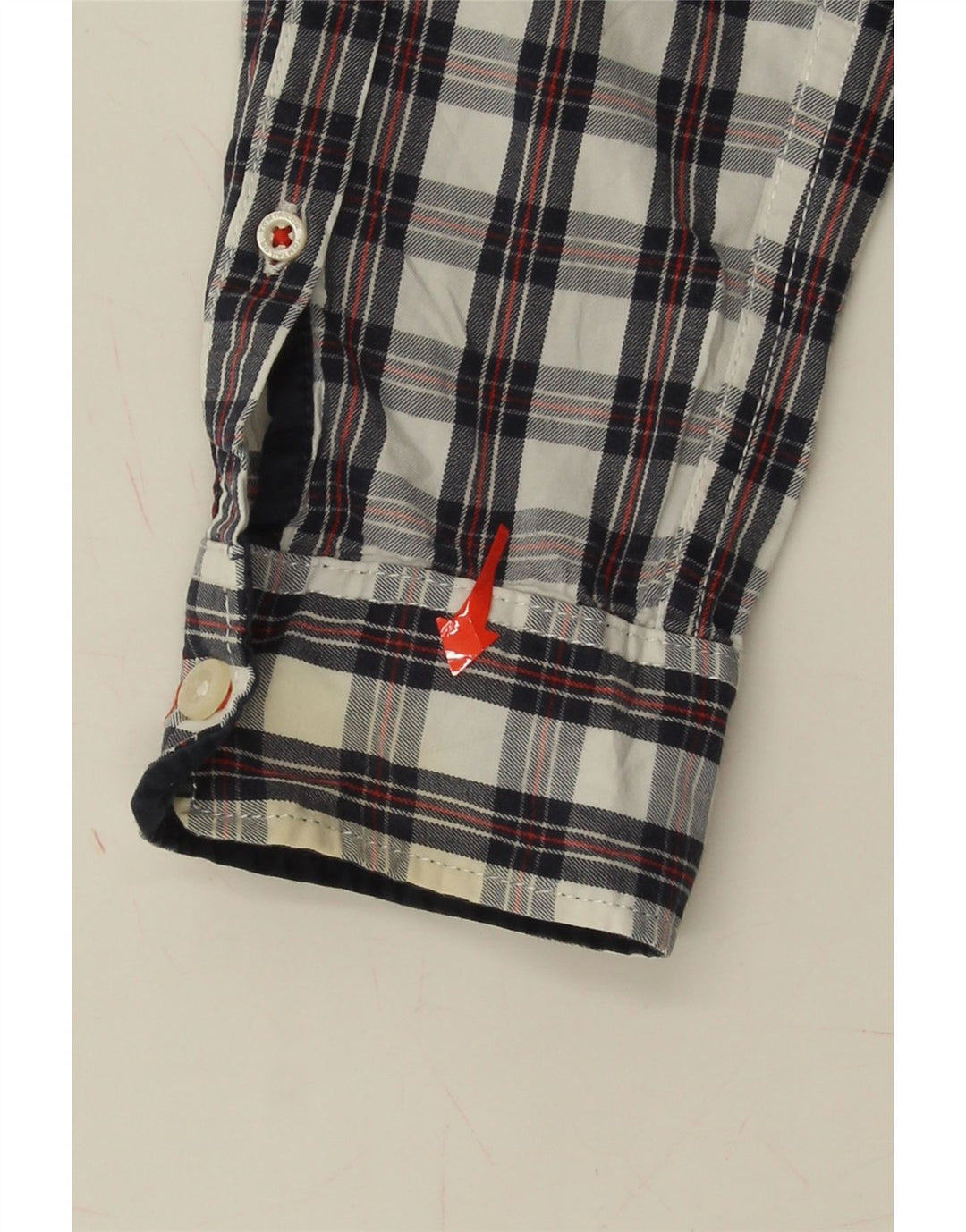TOM TAILOR Mens Shirt Small Navy Blue Check Cotton Vintage Tom Tailor and Second-Hand Tom Tailor from Messina Hembry 