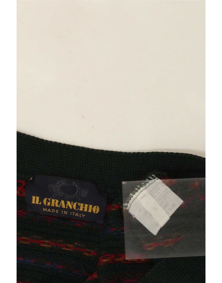 Maglione Cardigan Uomo Il Granchio Lana a Righe Verde Medio