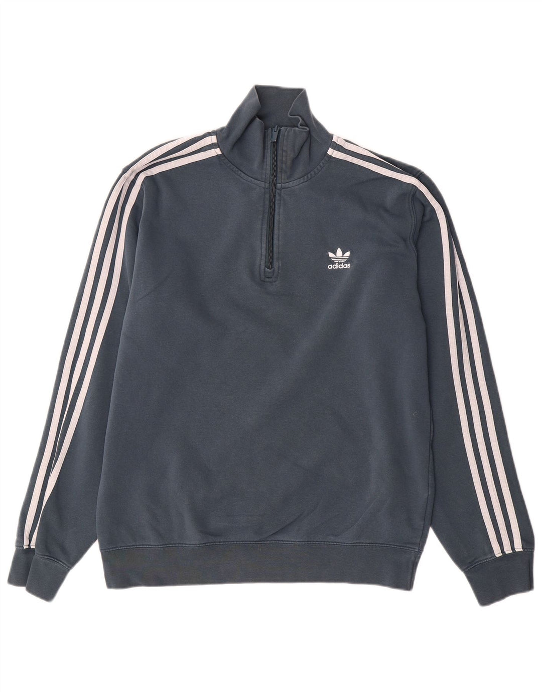 Adidas Sweat-shirt à col zippé pour homme Gris moyen Coton