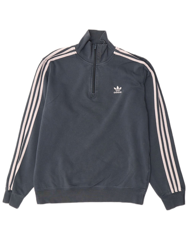 Adidas Sweatshirt med lynlås til mænd mellem grå bomuld