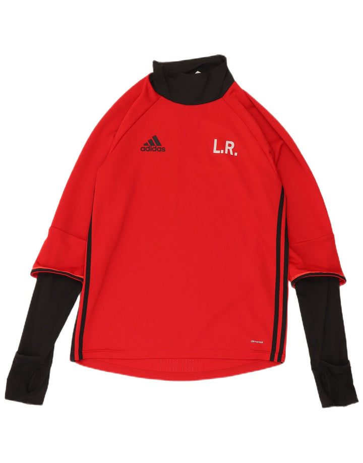 Adidas Maglietta grafica da uomo a maniche lunghe in poliestere rosso medio
