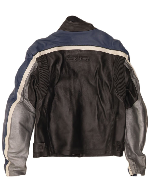 AXO Womens Leder Racer Jacke UK 6 XS Schwarz Colourblock