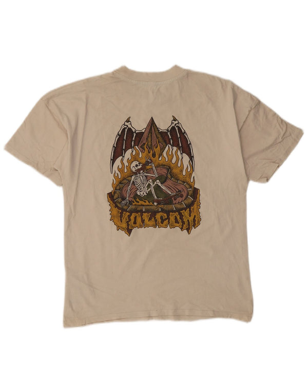 Volcom Mens Graphic T-Shirt Top Small Beige Cotton