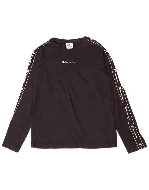 Champion Womens Graphic Top Long Sleeve UK 12 Medium Black