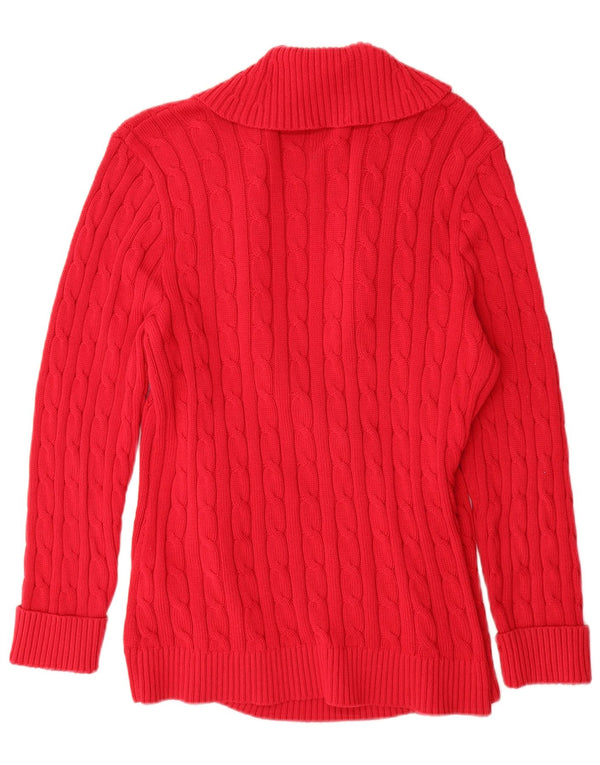 Maglione cardigan lungo da donna Ralph Lauren UK 18 XL cotone rosso