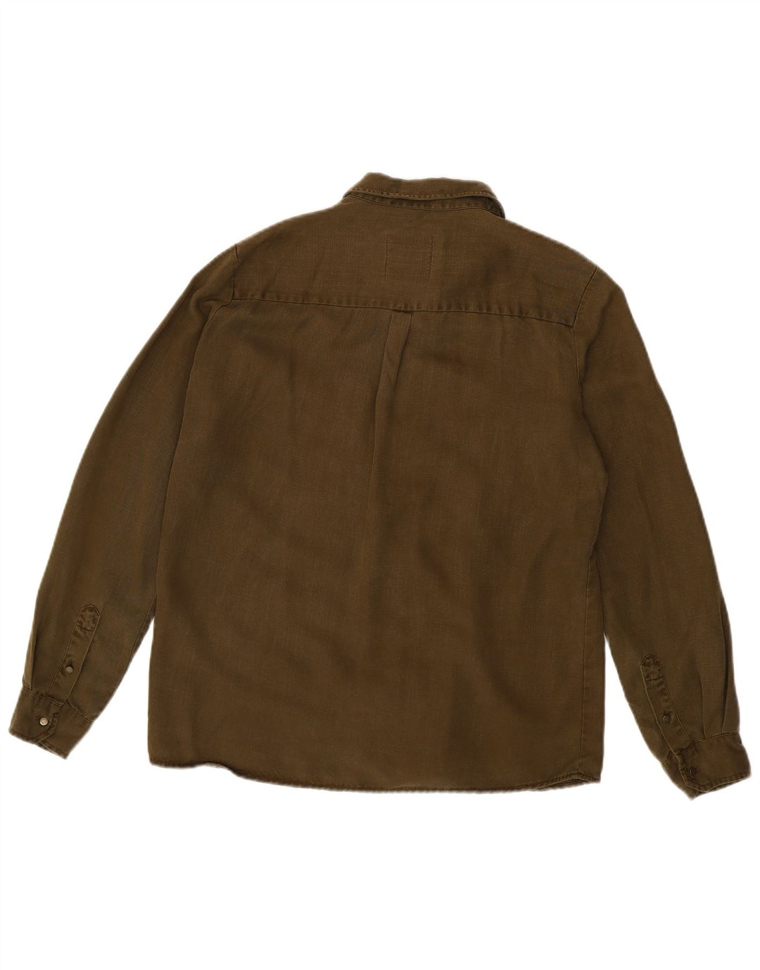 ZARA Womens Denim Shirt UK 14 Medium Khaki Lyocell