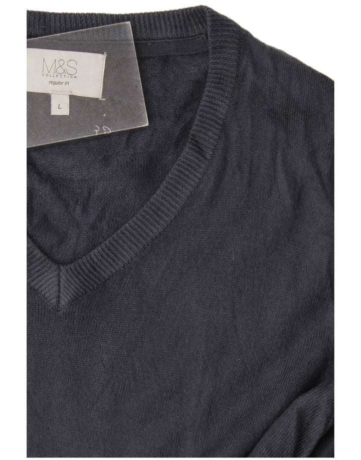 Marks & Spencer Herre Regular Fit V-hals sweater Stor marineblå