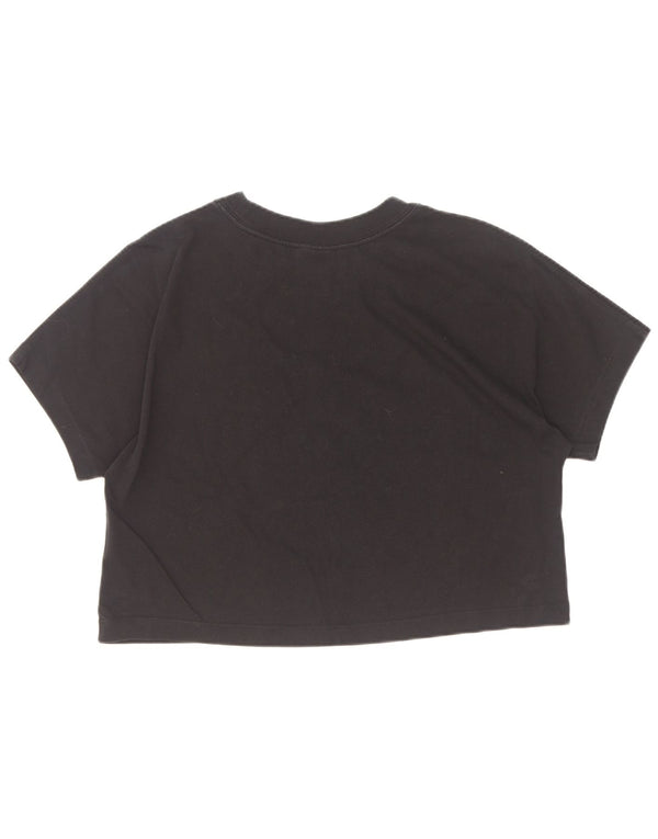 Nike Dame Crop Grafisk T-Shirt Top UK 16 Stor Sort Bomuld