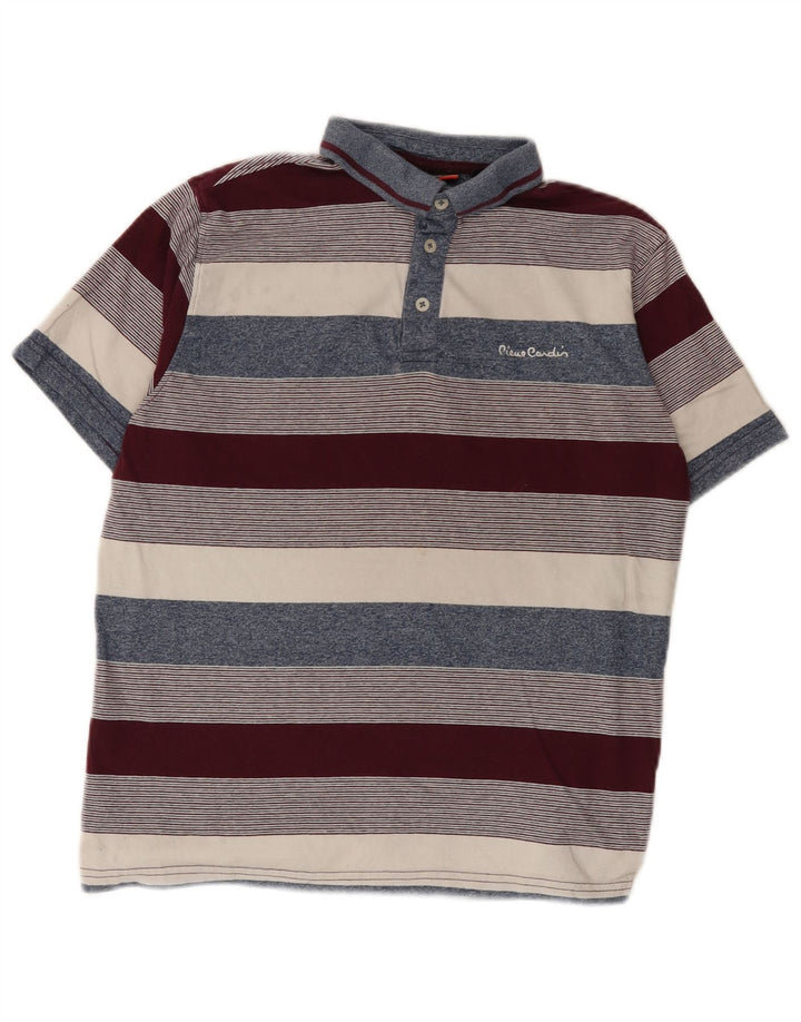 Pierre Cardin Mens Polo Shirt Medium Multicoloured Striped Cotton