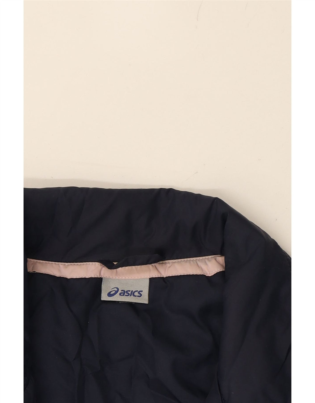 ASICS Womens Bomber Jacket UK 16 Large Navy Blue Nylon Vintage Asics and Second-Hand Asics from Messina Hembry 