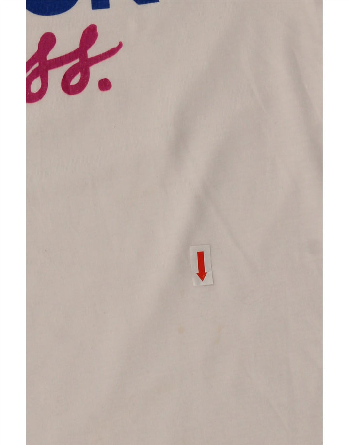 REEBOK Womens Graphic T-Shirt Top UK 12 Medium White Vintage Reebok and Second-Hand Reebok from Messina Hembry 