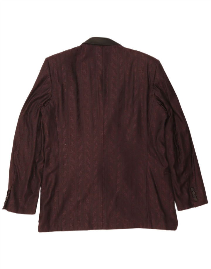 Francesco Smalto Mens Blazer Jacket IT 52 XL Maroon Herringbone