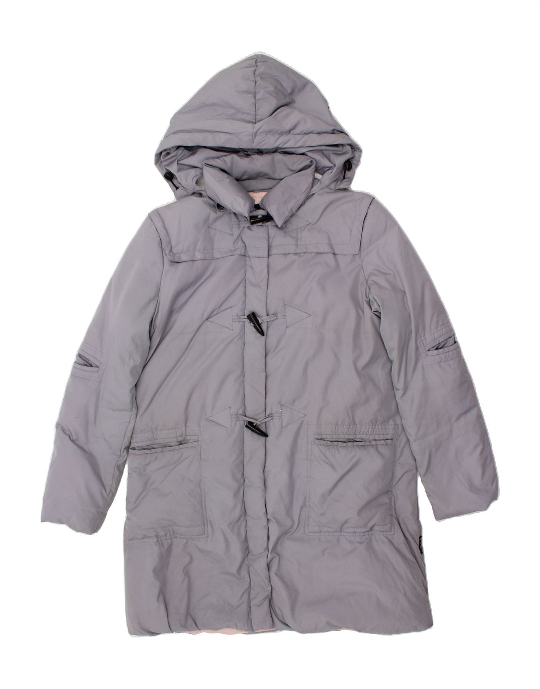 ARMANI JEANS Womens Hooded Duffle Coat UK 18 XL Grey Polyester Vintage Armani Jeans and Second-Hand Armani Jeans from Messina Hembry 