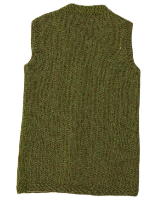 Vintage Womens Longline Sleeveless Cardigan Sweater UK 14 Medium Green