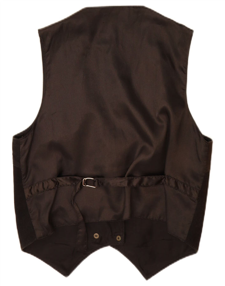 Vintage Womens Suede Waistcoat UK 14 Medium Black Leather