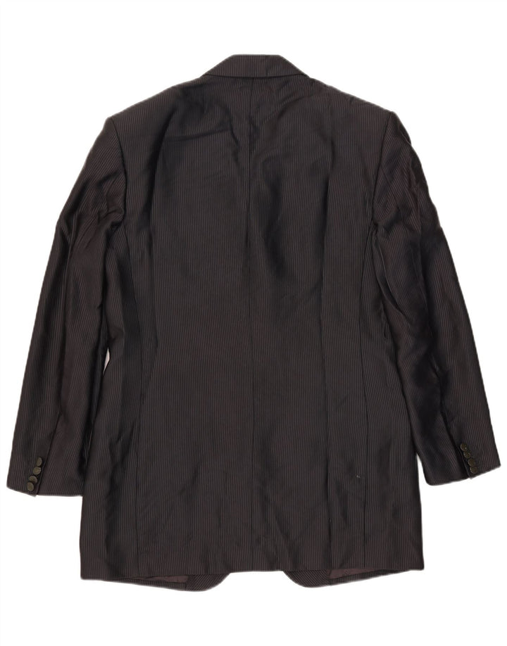 Carlo Pignatelli Mens 4 Button Blazer Jacket IT 50 Large Black Pinstripe