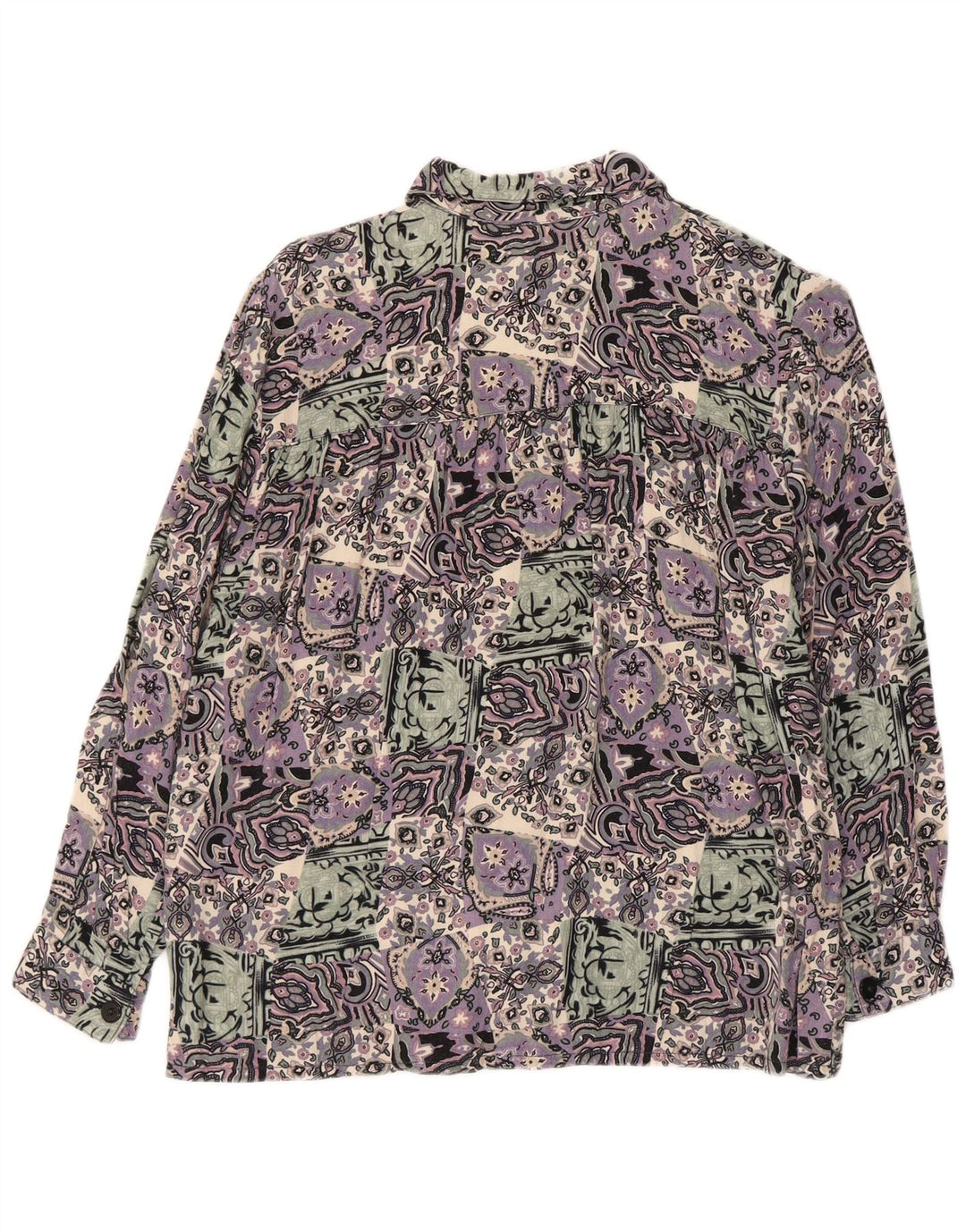 Vintage Womens 3/4 Sleeve Shirt UK 14 Medium Multicoloured Patchwork