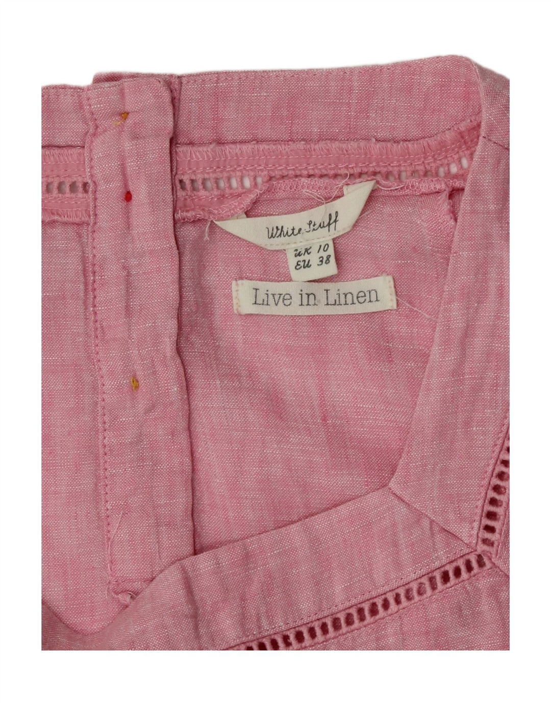 White Stuff Womens Blouse Top UK 10 Small  Pink Flecked Linen