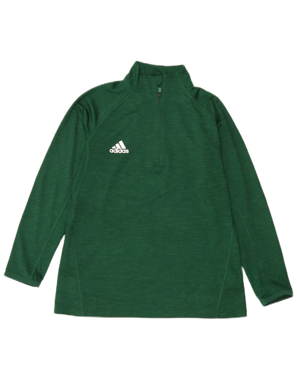 Adidas női cipzáras nyakú felső, hosszú ujjú UK 14 nagy zöld foltos poliészter