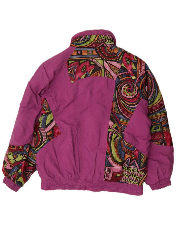 vintage Femme Veste coupe-vent surdimensionnée UK 12 Moyen Violet Géométrique