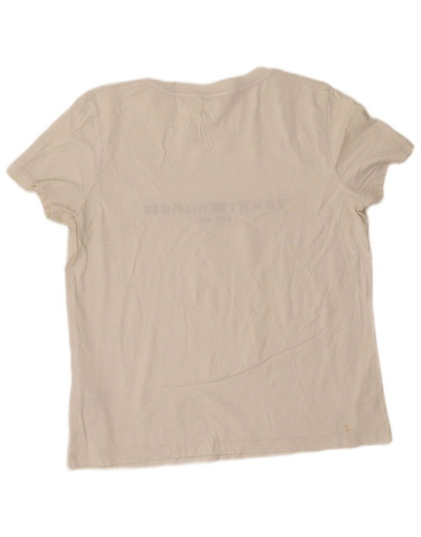 Tommy Hilfiger Womens Graphic T-Shirt Top UK 14 Medium White Cotton