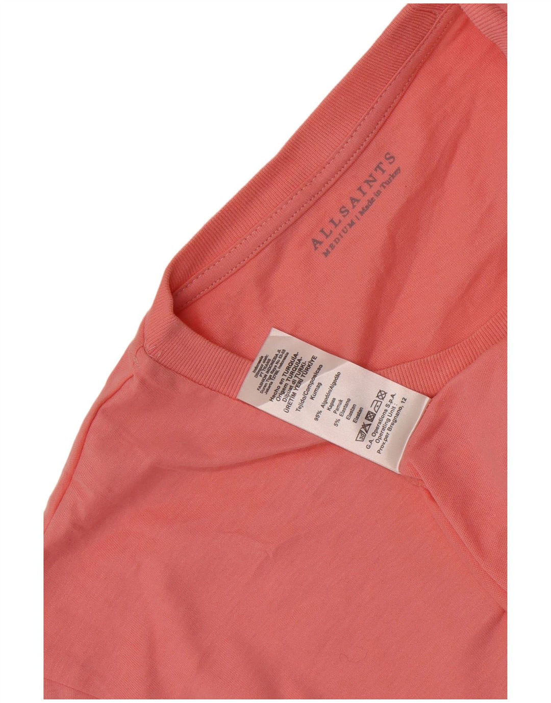 All Saints Mens T-Shirt Top Medium Pink Cotton