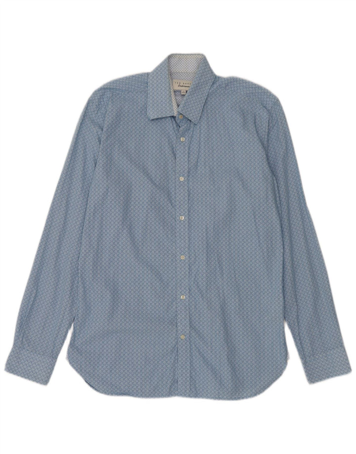 Ted Baker Chemise Homme Taille 15 1/2 Coton Floral Bleu Moyen
