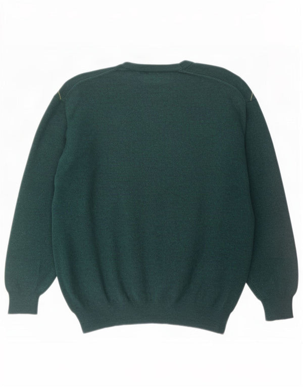 Vintage męski sweter z okrągłym dekoltem, średnio zielony Argyle/diament