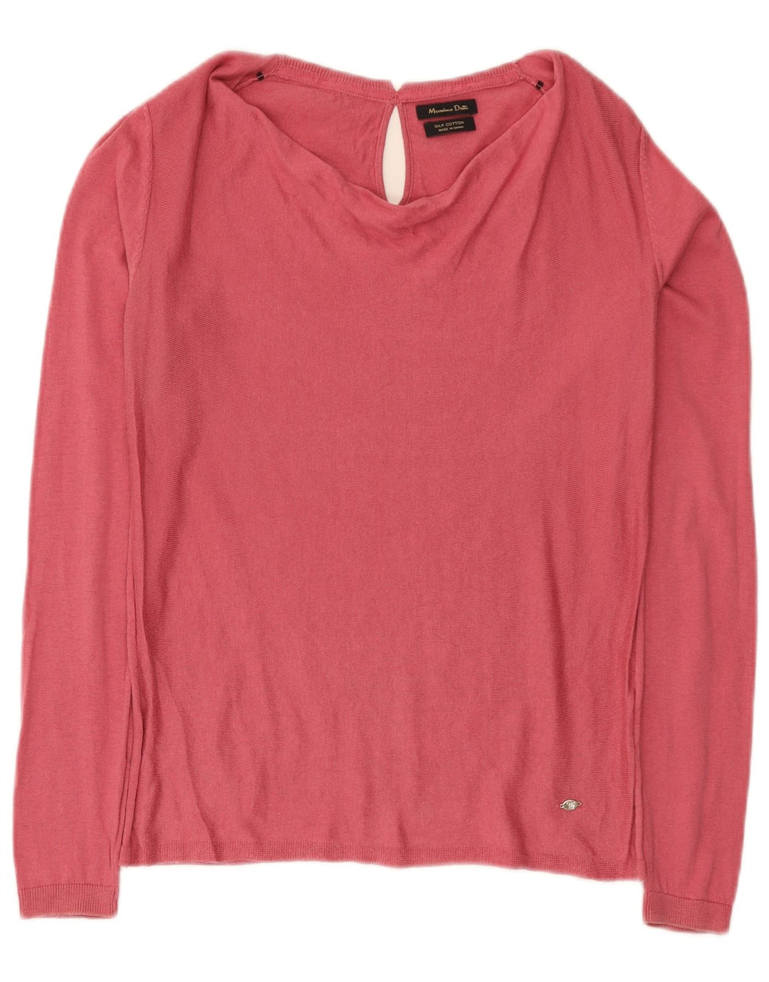 Massimo Dutti Damen Top Langarm UK 12 Mittelrosa Seide