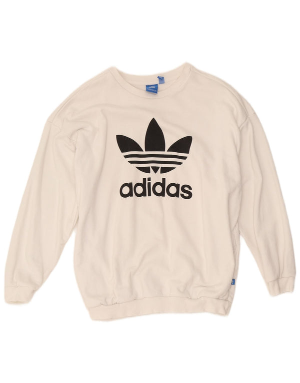 Felpa grafica da donna Adidas Jumper UK 16 Large White Cotton