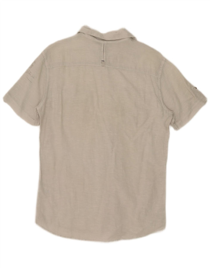 Gas Mens Short Sleeve Shirt Medium Beige Linen