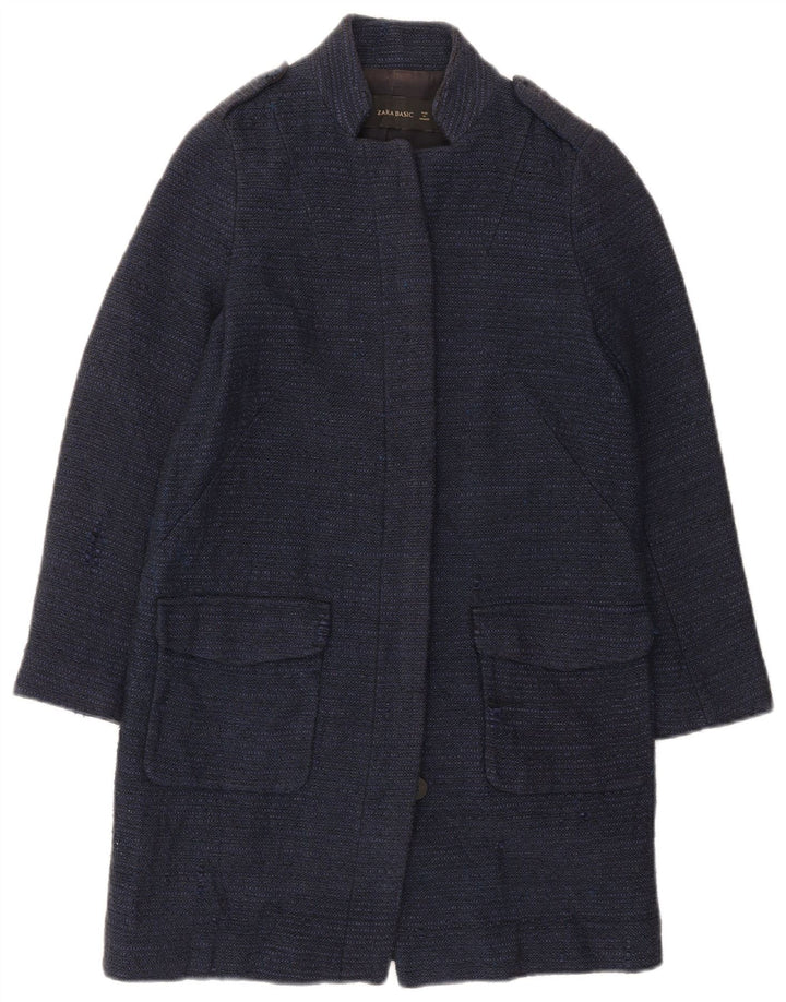 ZARA Womens Military Overcoat UK 10 Small Navy Blue