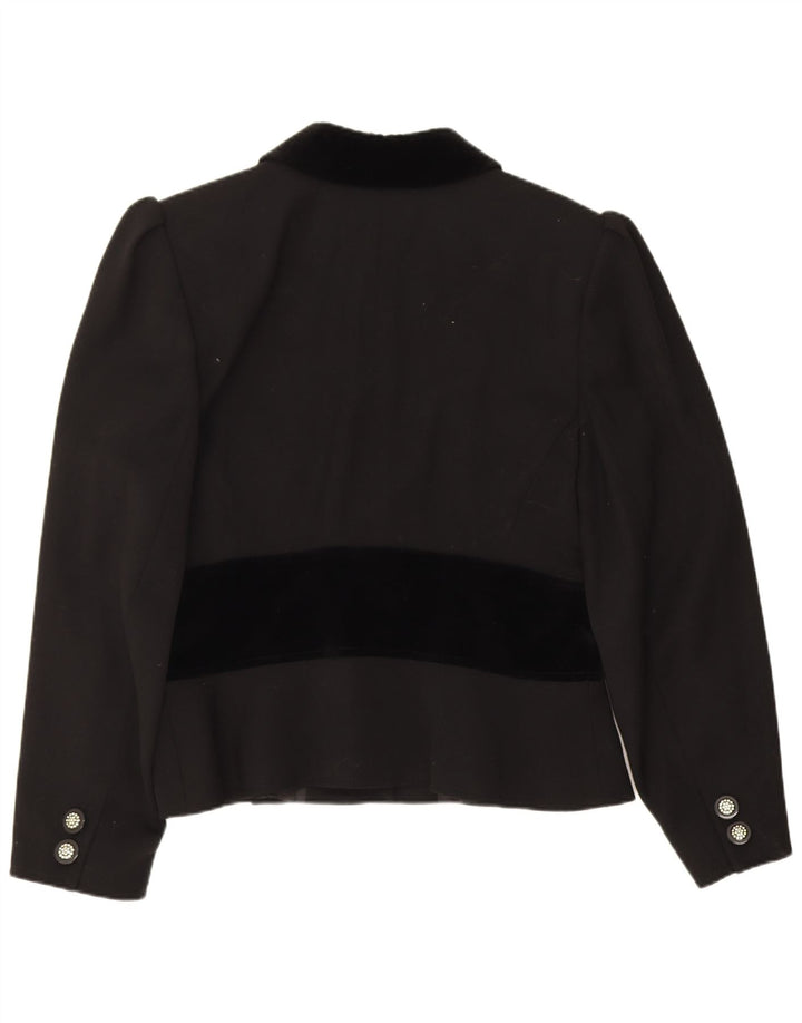 Valentino Veste Blazer 5 Boutons Femme UK 14 Large Laine Colorblock Noir