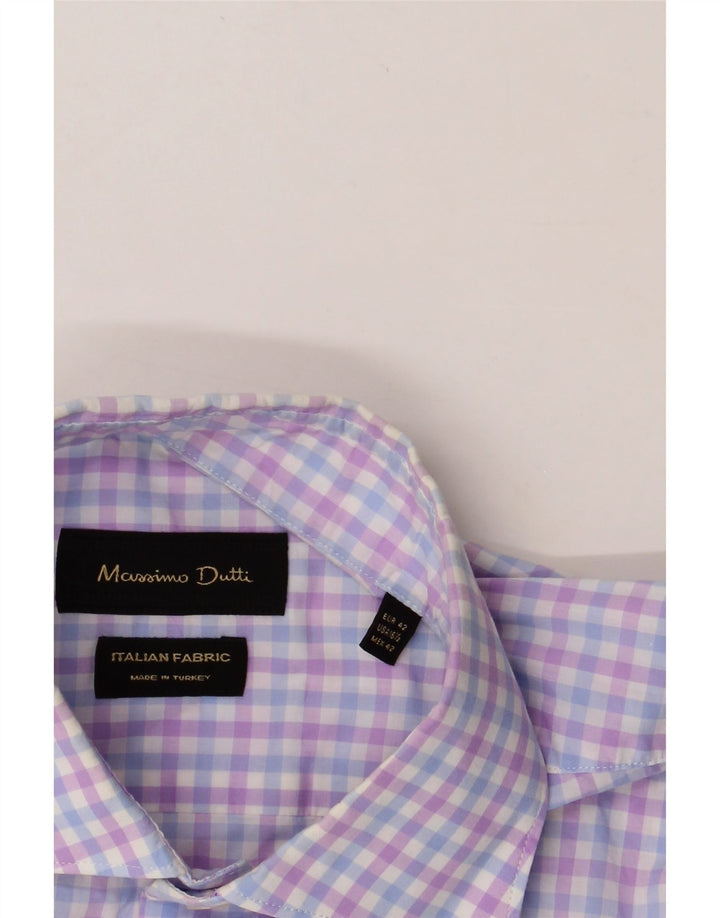MASSIMO DUTTI Mens Shirt EU 42 Large Purple Check Cotton Vintage Massimo Dutti and Second-Hand Massimo Dutti from Messina Hembry 