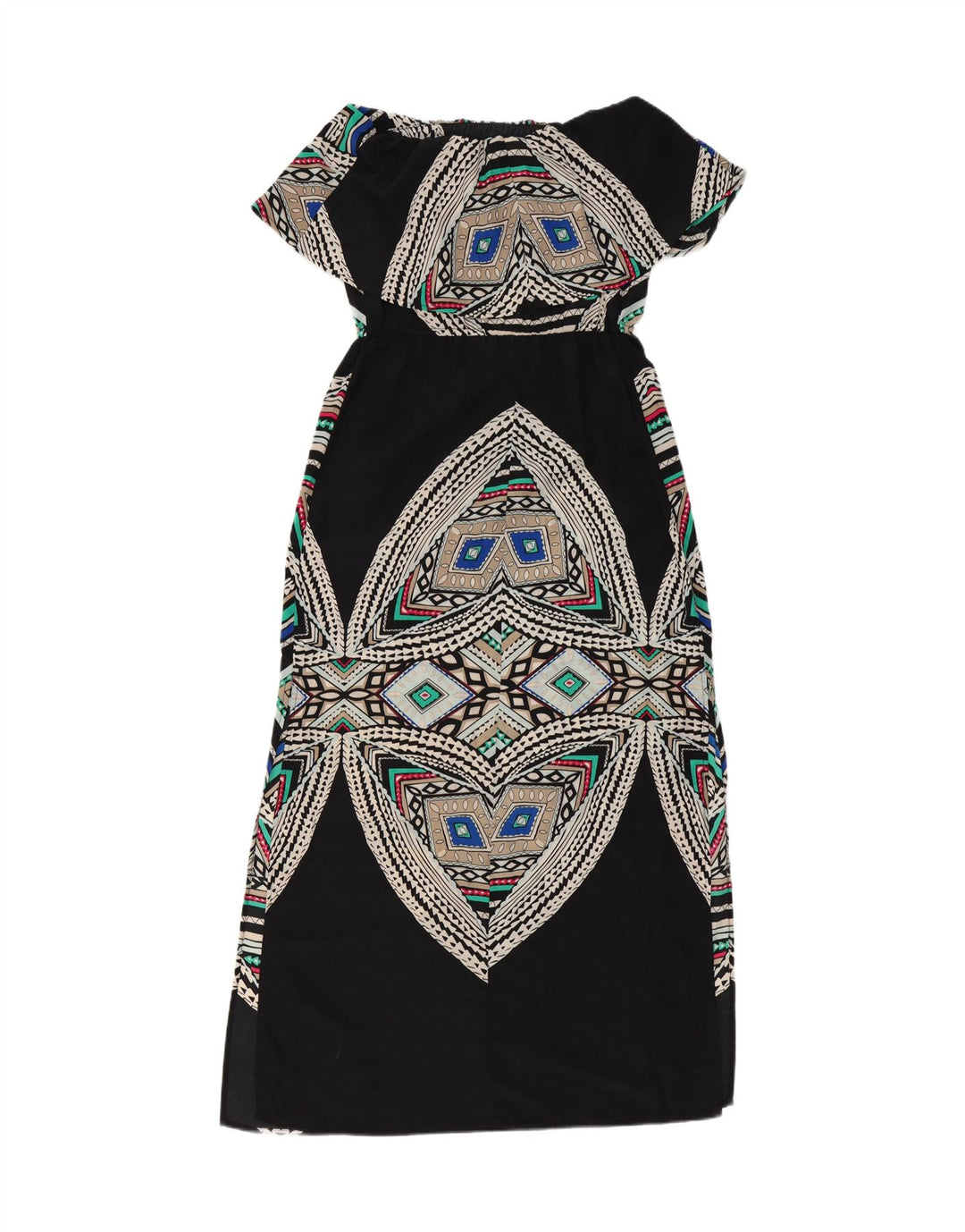 MOSSIMO Womens Off Shoulder Dress UK 6 XS Black Geometric Polyester Vintage Mossimo and Second-Hand Mossimo from Messina Hembry 