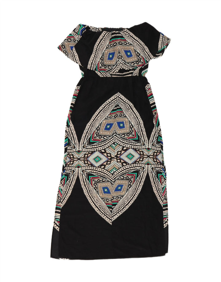 MOSSIMO Womens Off Shoulder Dress UK 6 XS Black Geometric Polyester Vintage Mossimo and Second-Hand Mossimo from Messina Hembry 