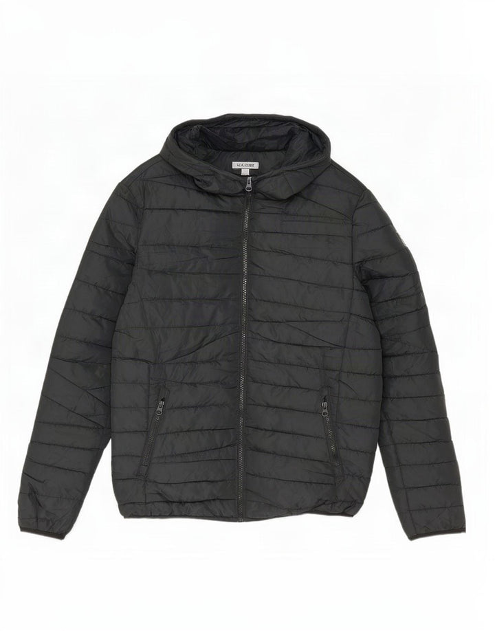 Giacca imbottita con cappuccio da uomo Jack & Jones UK 36 piccola poliestere nero