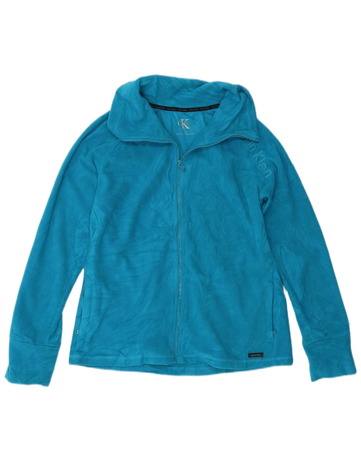 Calvin Klein Womens Fleece Jacket UK 16 Large Blue Polyester